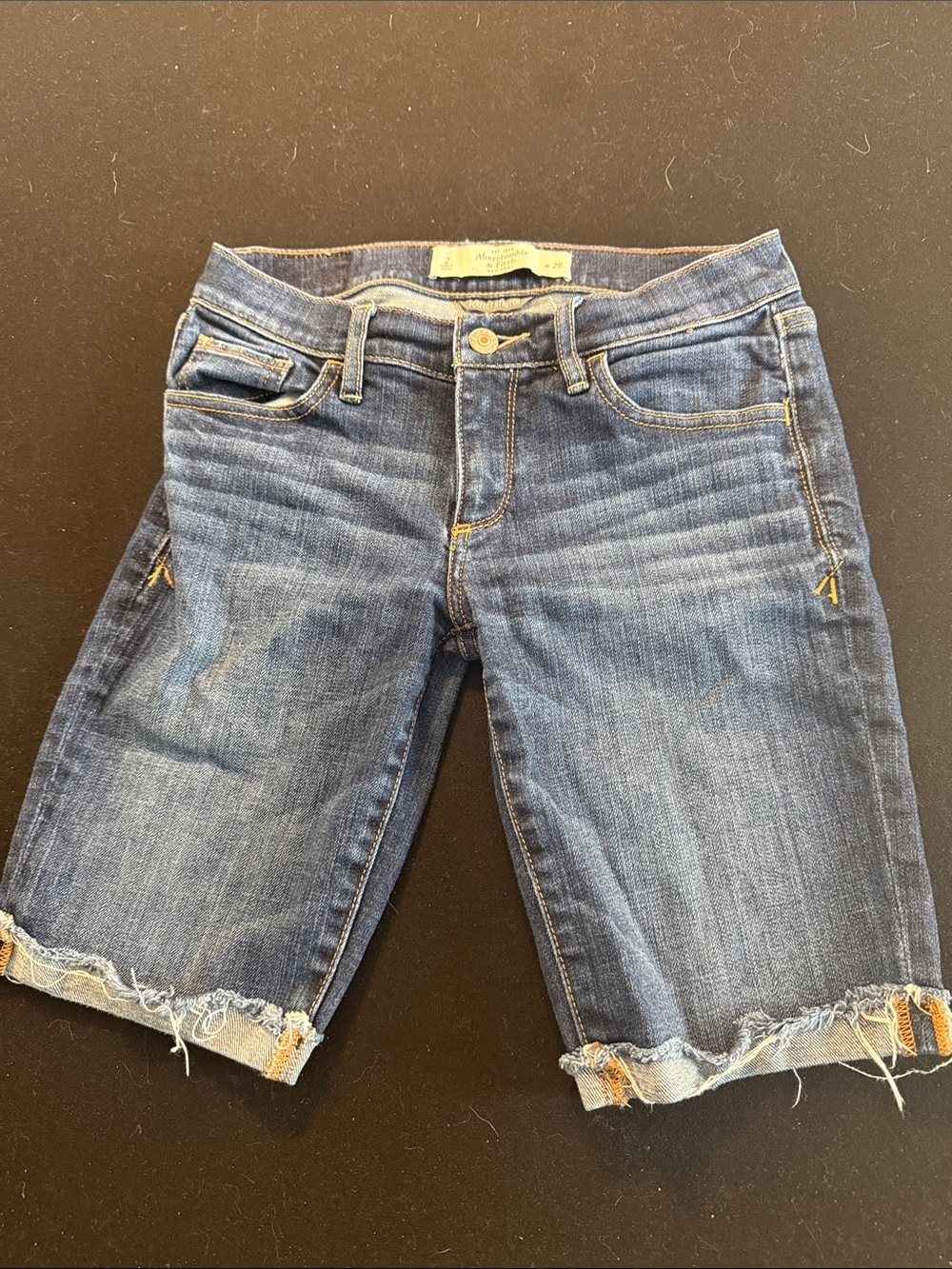 Abercrombie & Fitch Distressed Blue Denim Bermuda Shorts